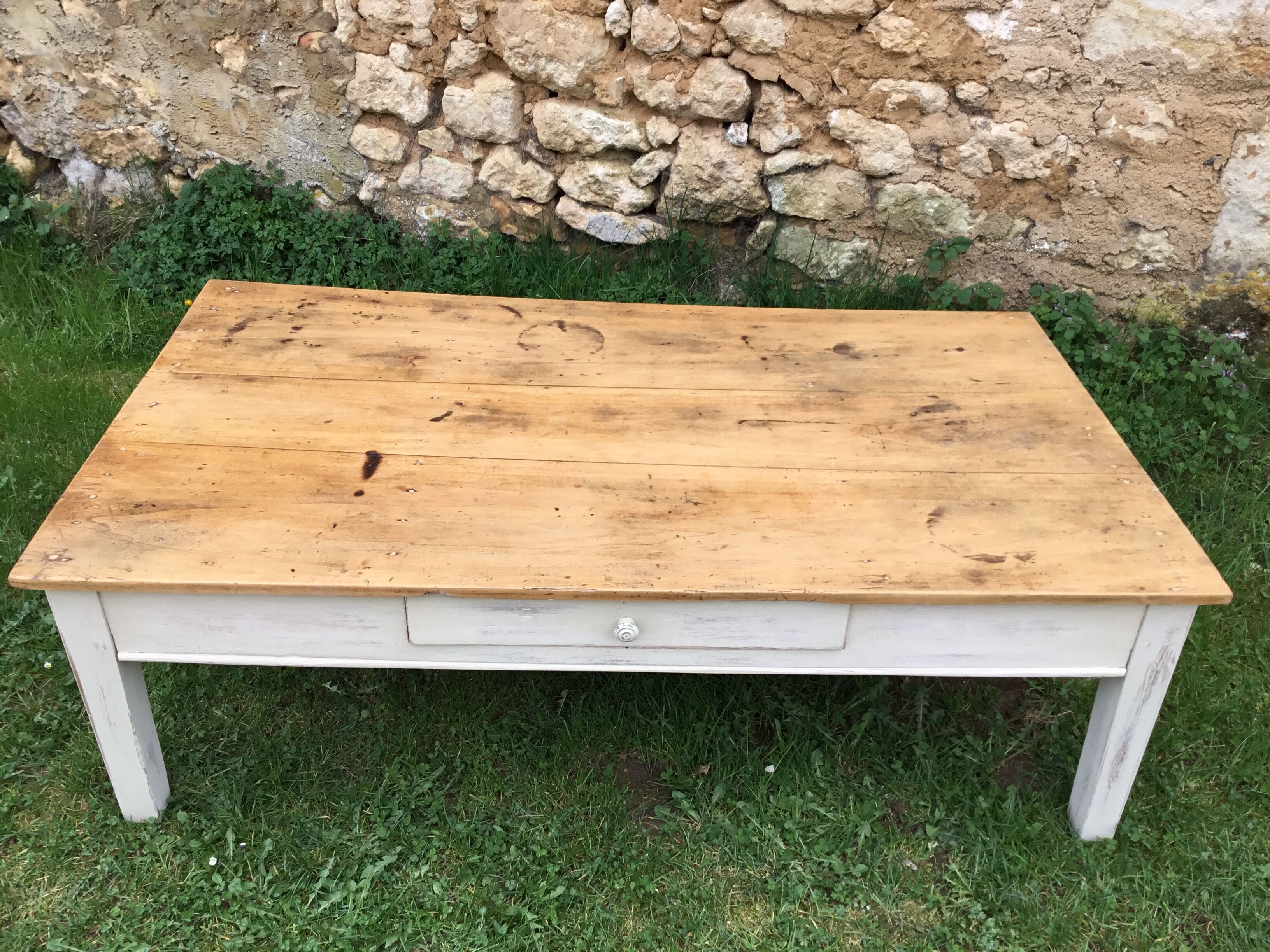 Old white wooden coffee table