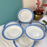 6 pastel blue soup plates in céranord st amand earthenware - languedoc model - lot 1