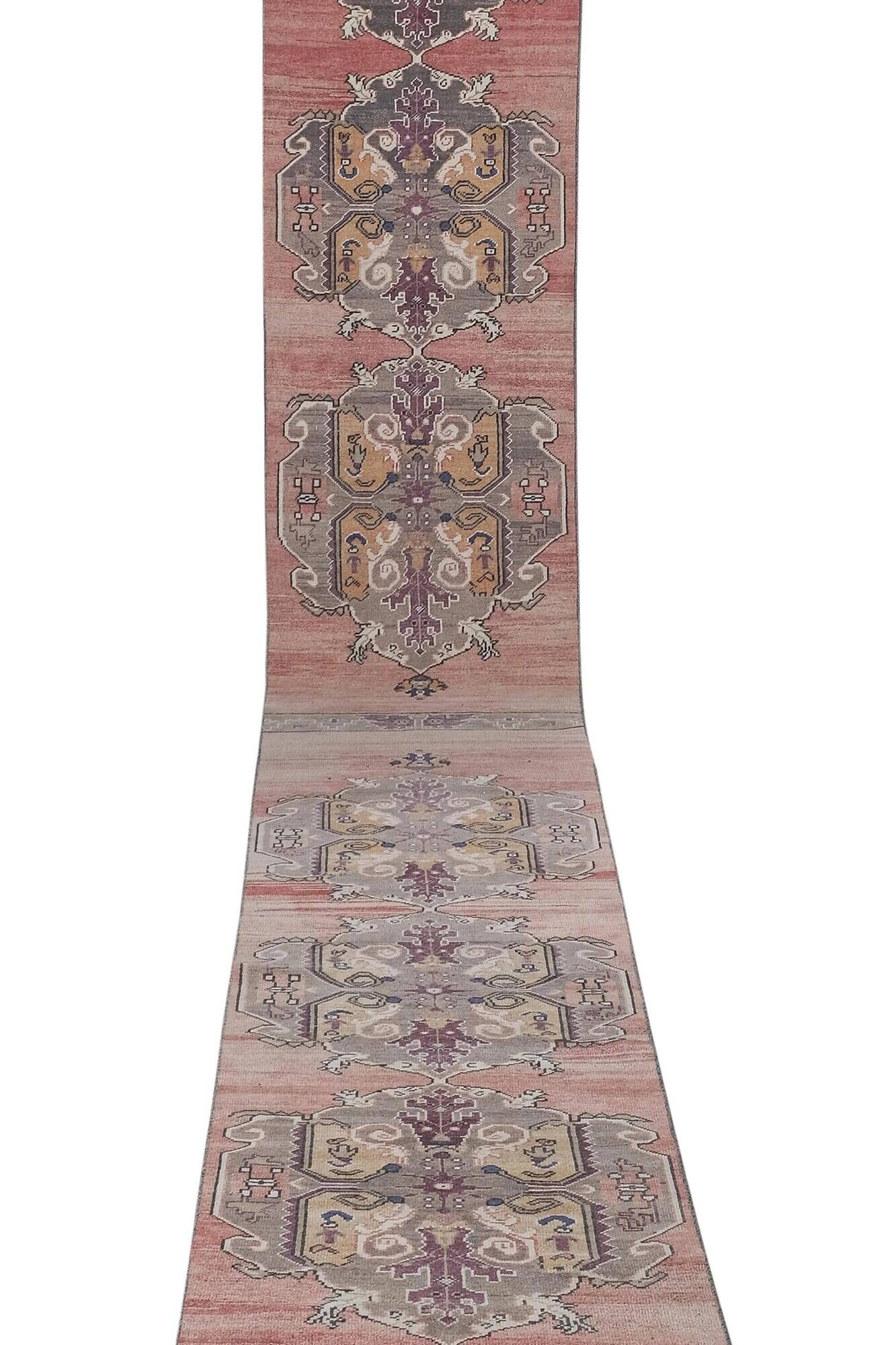 Vintage Turkish hallway rug 85x668 cm