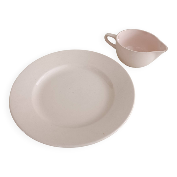 Plat rond et saucière Longwy