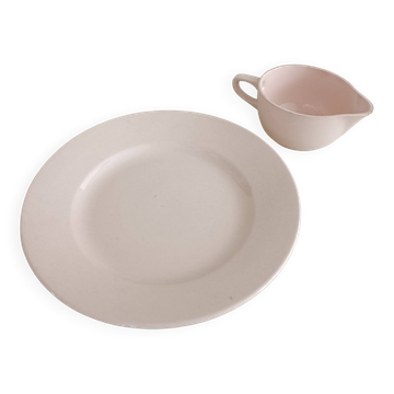 Plat rond et saucière Longwy