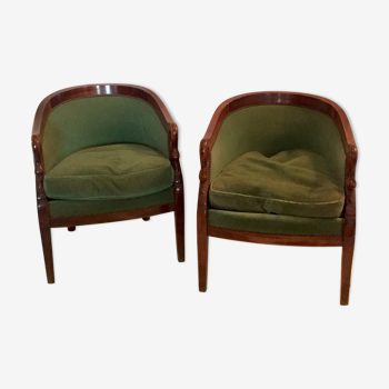 Pair of mahogany armchairs, late 19th century