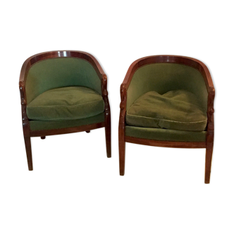 Pair of mahogany armchairs, late 19th century