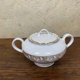 ADP France white and gold porcelain sugar bowl