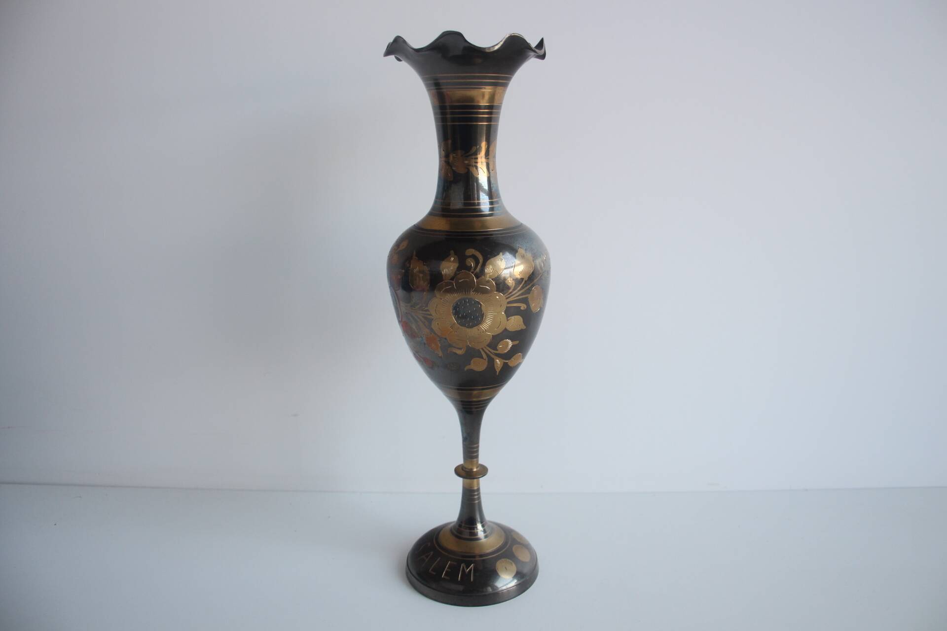 Vintage Metal, Brass Vase, India, handmade, 1960's.
