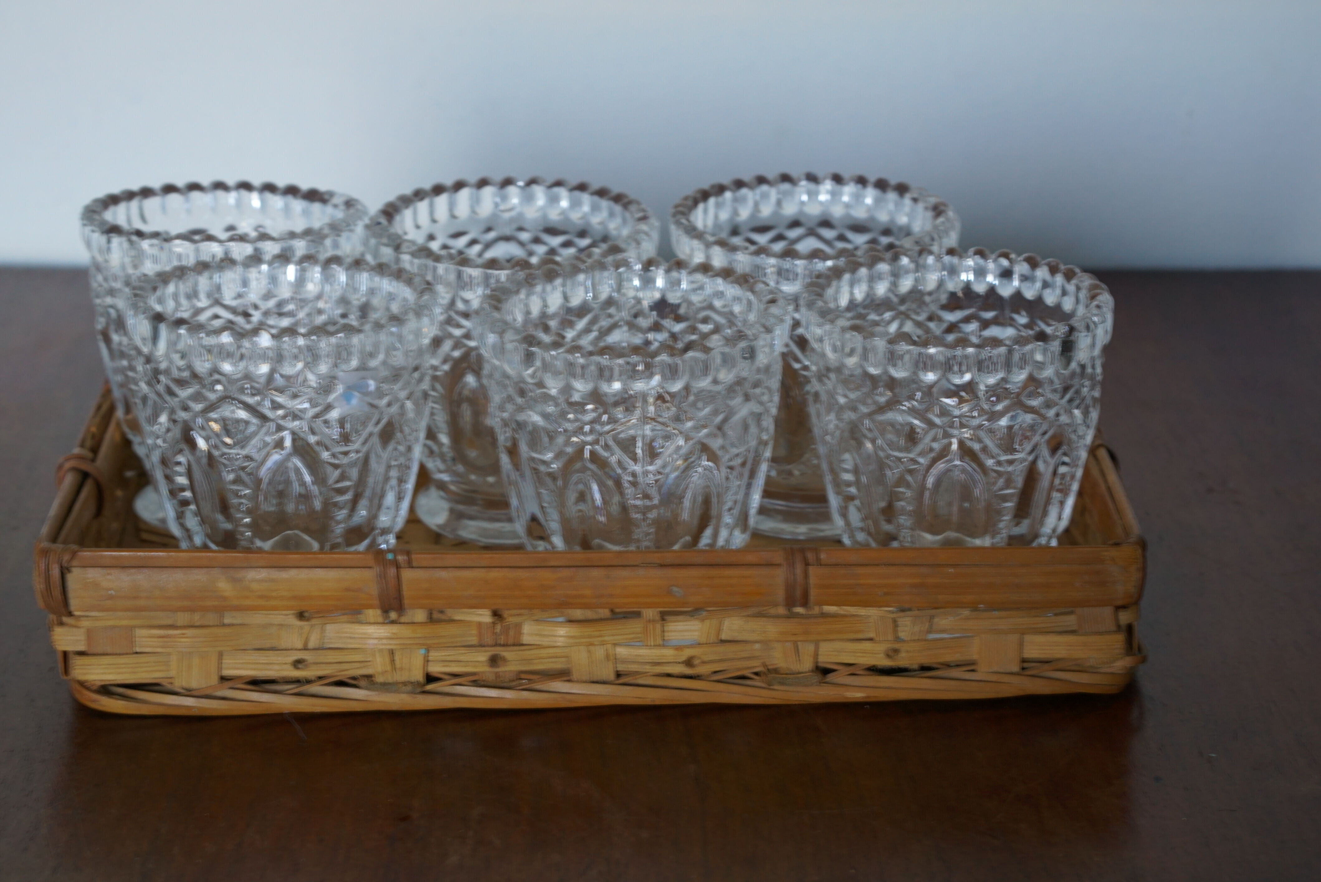 Coffee service with 1960s bamboo basket
