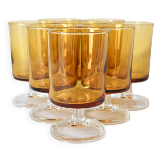 8 verres Cristal d'Arques Luminarc Suède ambrés - Très bon état