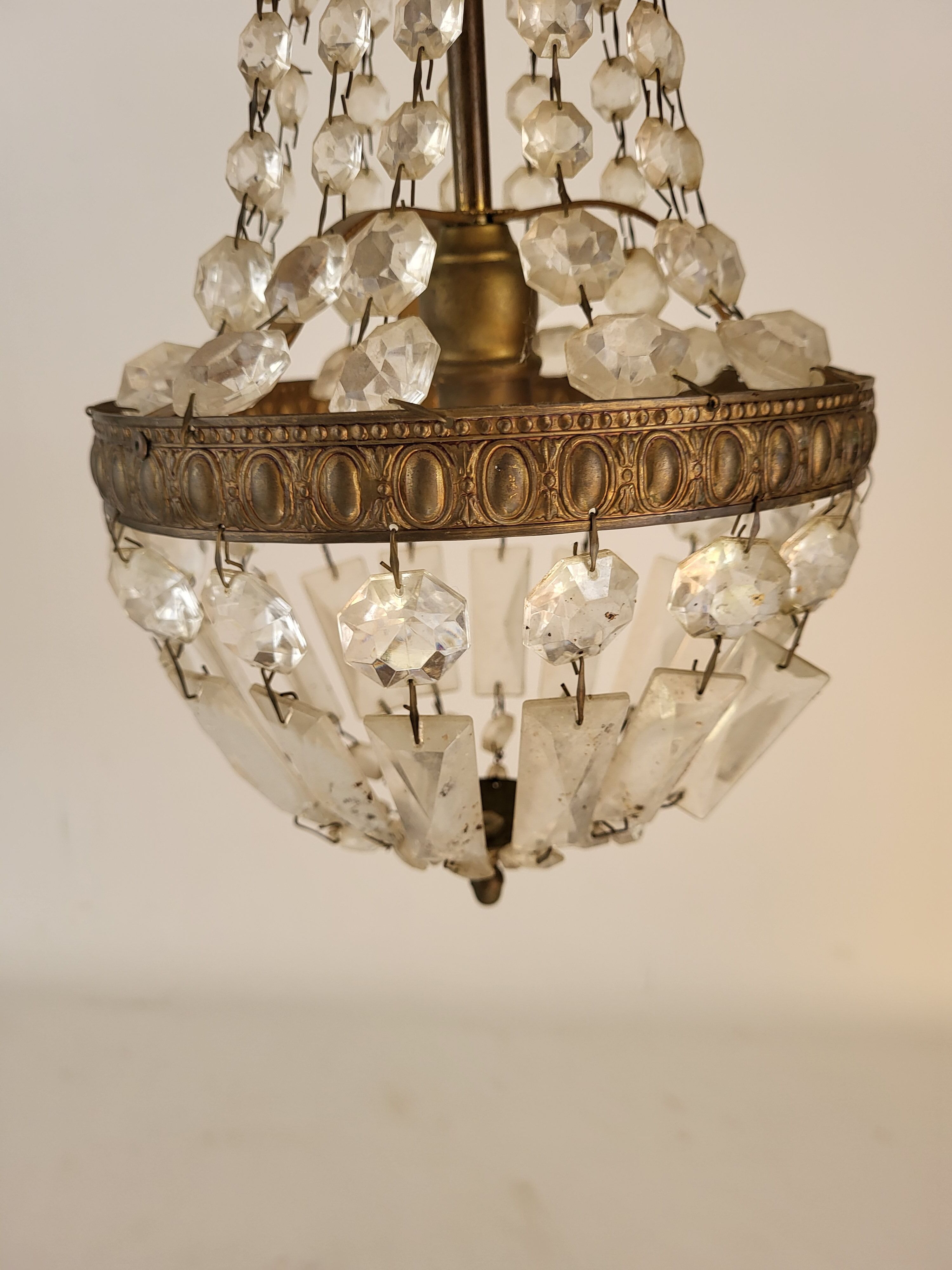 Lustre suspension montgolfiere à pampilles