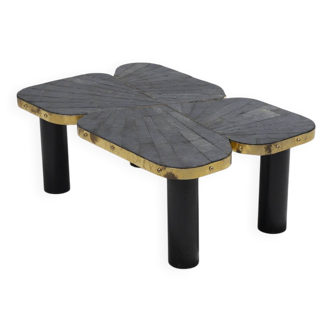 Slate and brass coffee table, 1990s