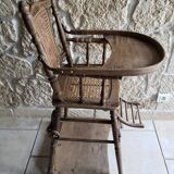 High cane chair that can be transformed into wood