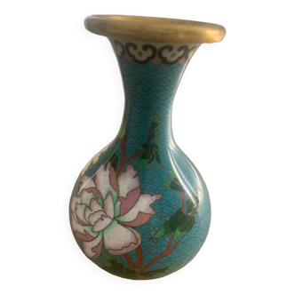 Vase vintage en émaux cloisonnés