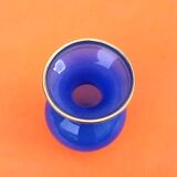 1960s Baluster vase on pedestal Blue opaline Neck with gilding
