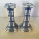 Pair of candlesticks patterns dish towels blue tiles