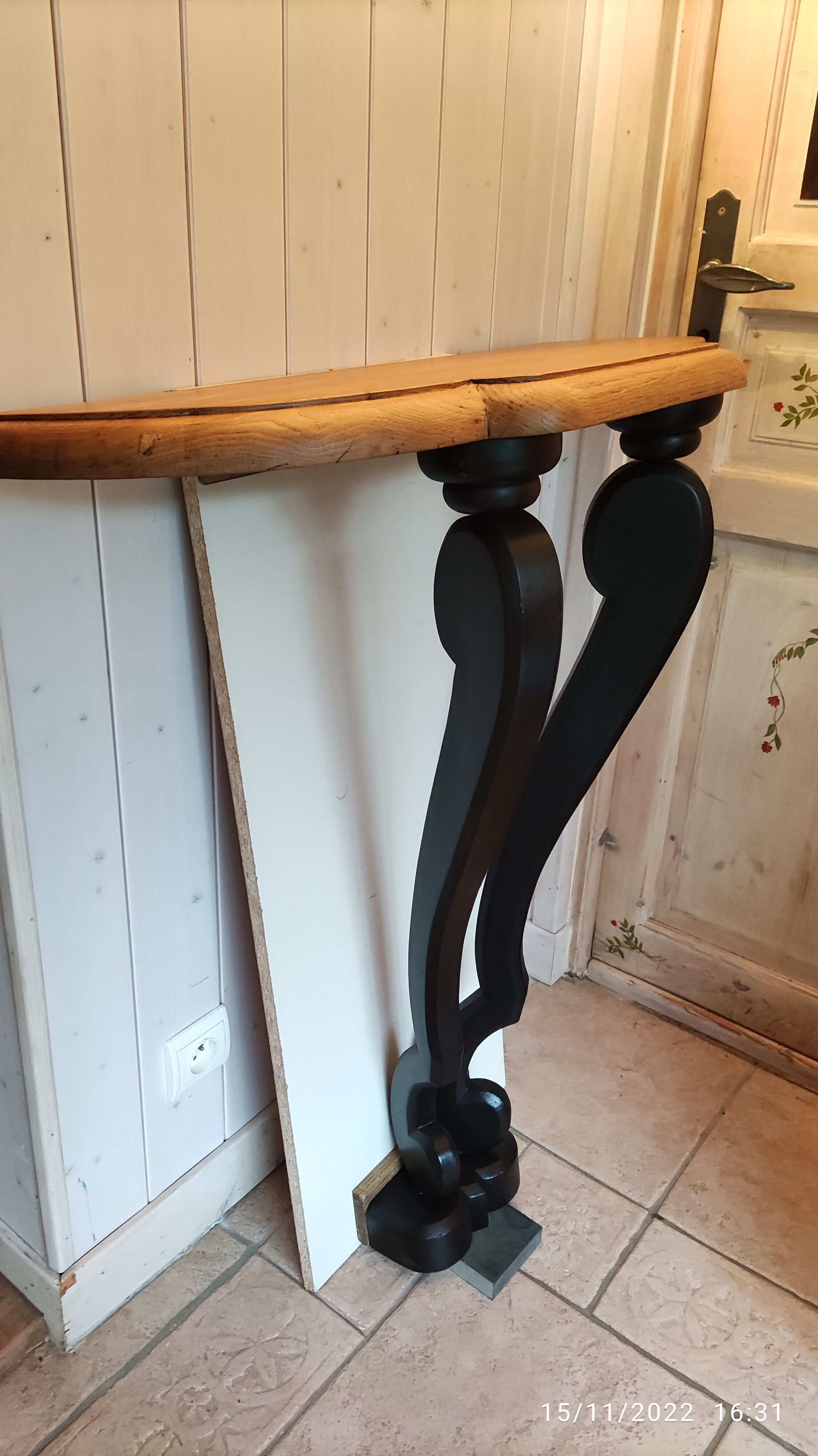 Solid oak style console to be fixed to the wall