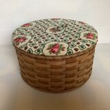 Old rattan wicker sewing box