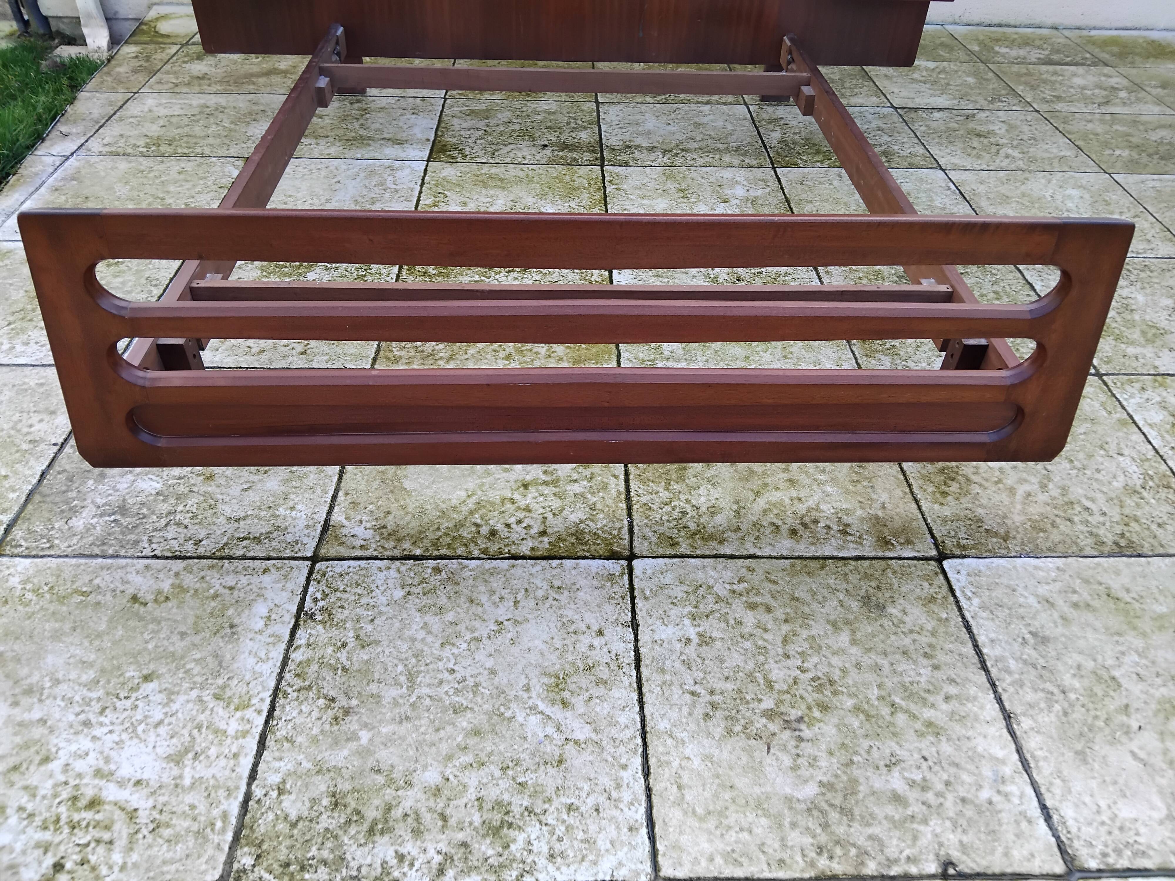 Vintage Scandinavian teak adult bed from the 60s and 70s bedside table.