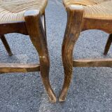 4 wooden country straw chairs