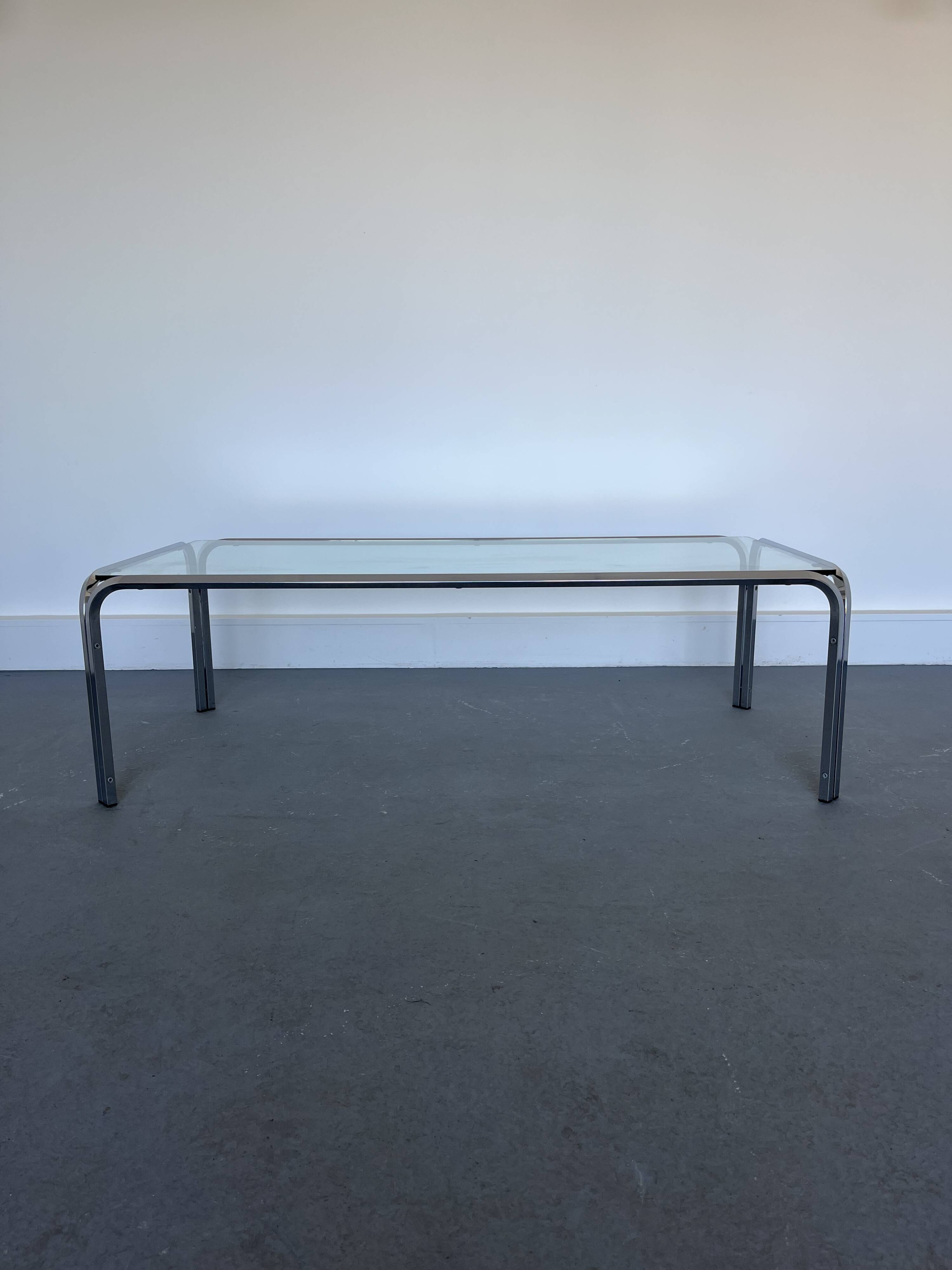 Vintage coffee table with  glass & chrome frame, 1970s