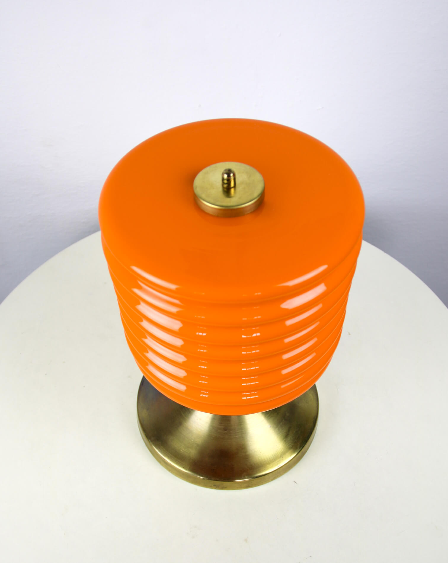 Mid-century orange glass table lamp