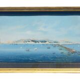Large Neapolitan gouache: View of Naples. 19th century. Giuseppe Scoppa (attributed)