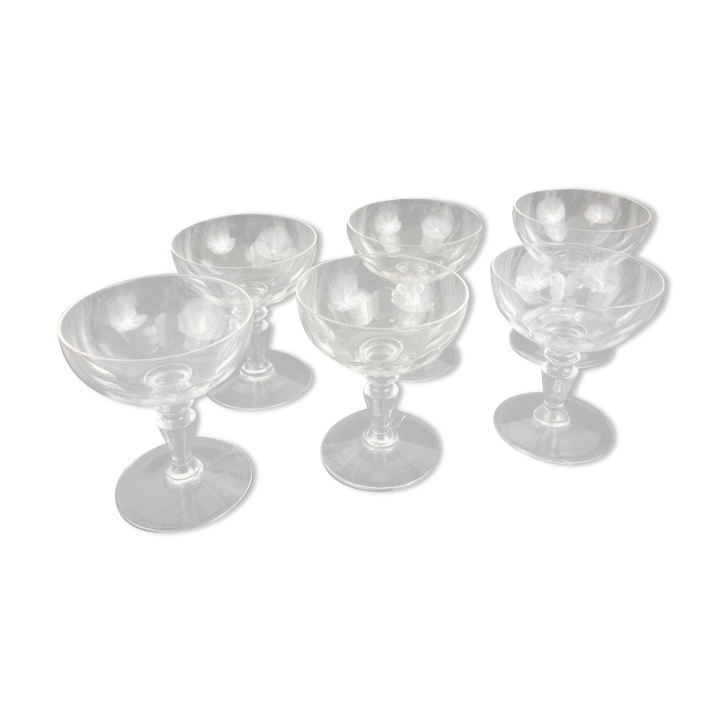 Set of 6 champagne glasses in half crystal XIXth
