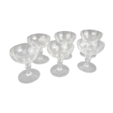 Set of 6 champagne glasses in half crystal XIXth