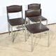 Suite of 3 Leather and Chrome Metal Chairs, attributed to Collomb Creation – 1970