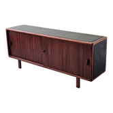 Enfilade vintage design en teck et cuir , années 70