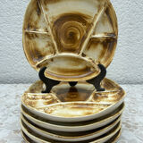 6 Longchamp Fondue Plates – 22 cm – Vintage Enameled Stoneware