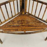 Vintage bamboo etagere corner cabinet