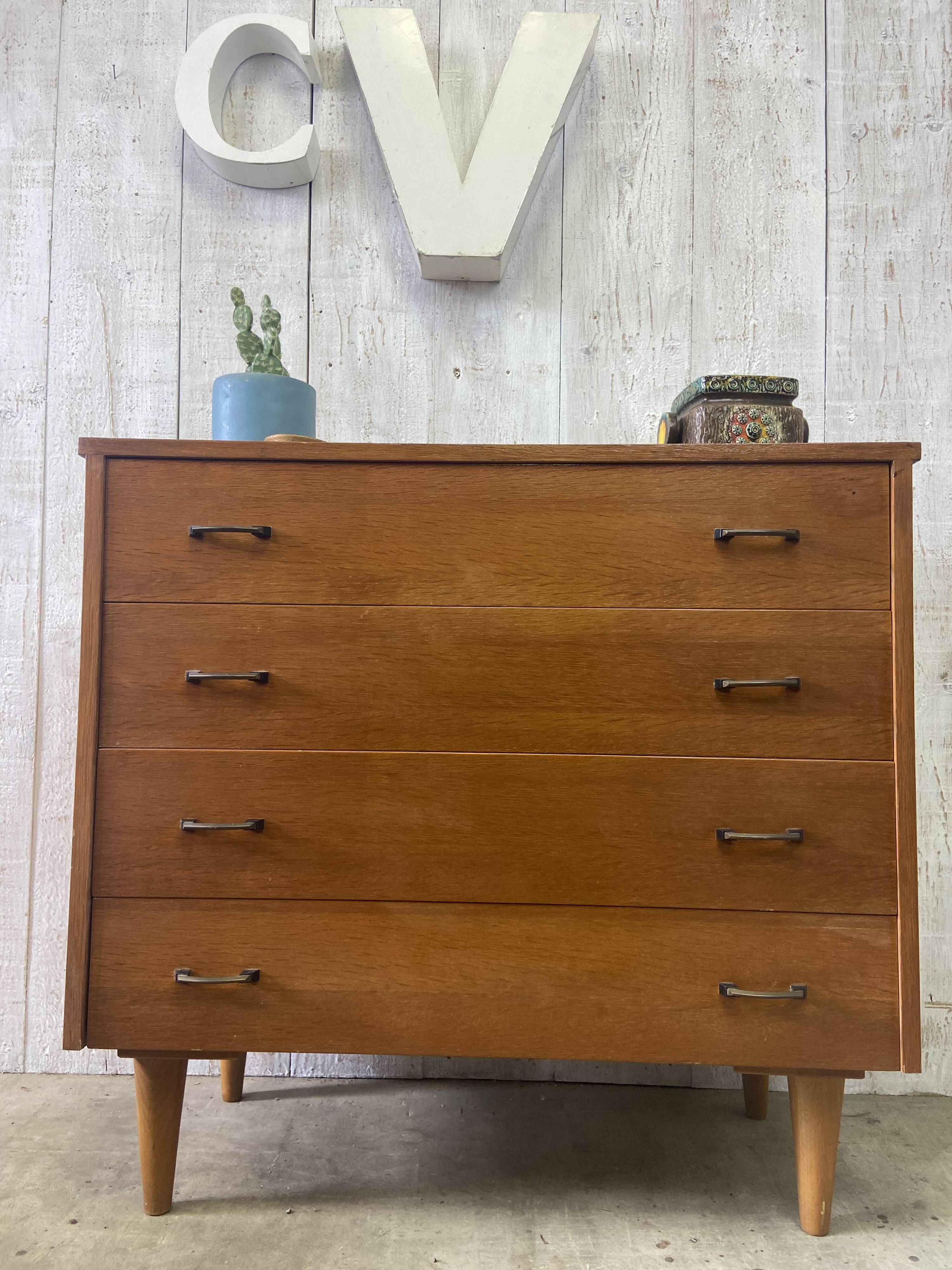 Vintage chest of drawers with conical legs