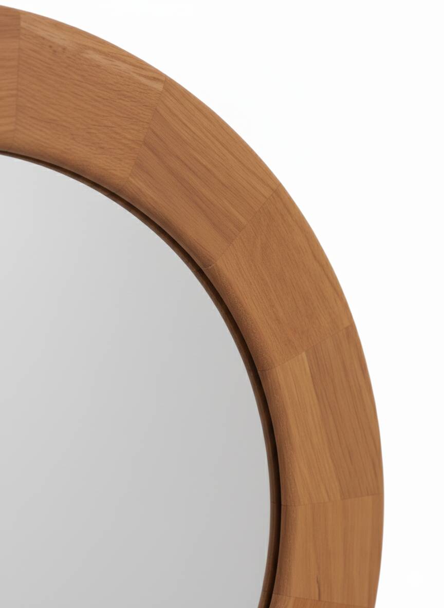 Round mirror, solid oak, formerly a dresser of Ginette.