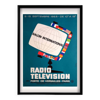 Original poster from 1963 by P. Cazaux for the Salon international de la radio