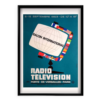 Affiche originale de 1963 de P. Cazaux pour le Salon international de la radio