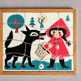 Wooden frame puzzle from the 1940s/50s depicting Little Red Riding Hood.