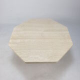 Italian travertine octagon coffee table, 1980