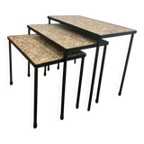 Set of 3 vintage nesting tables / checkered tables