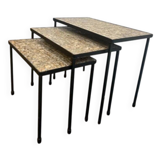 Set of 3 vintage nesting tables / checkered tables