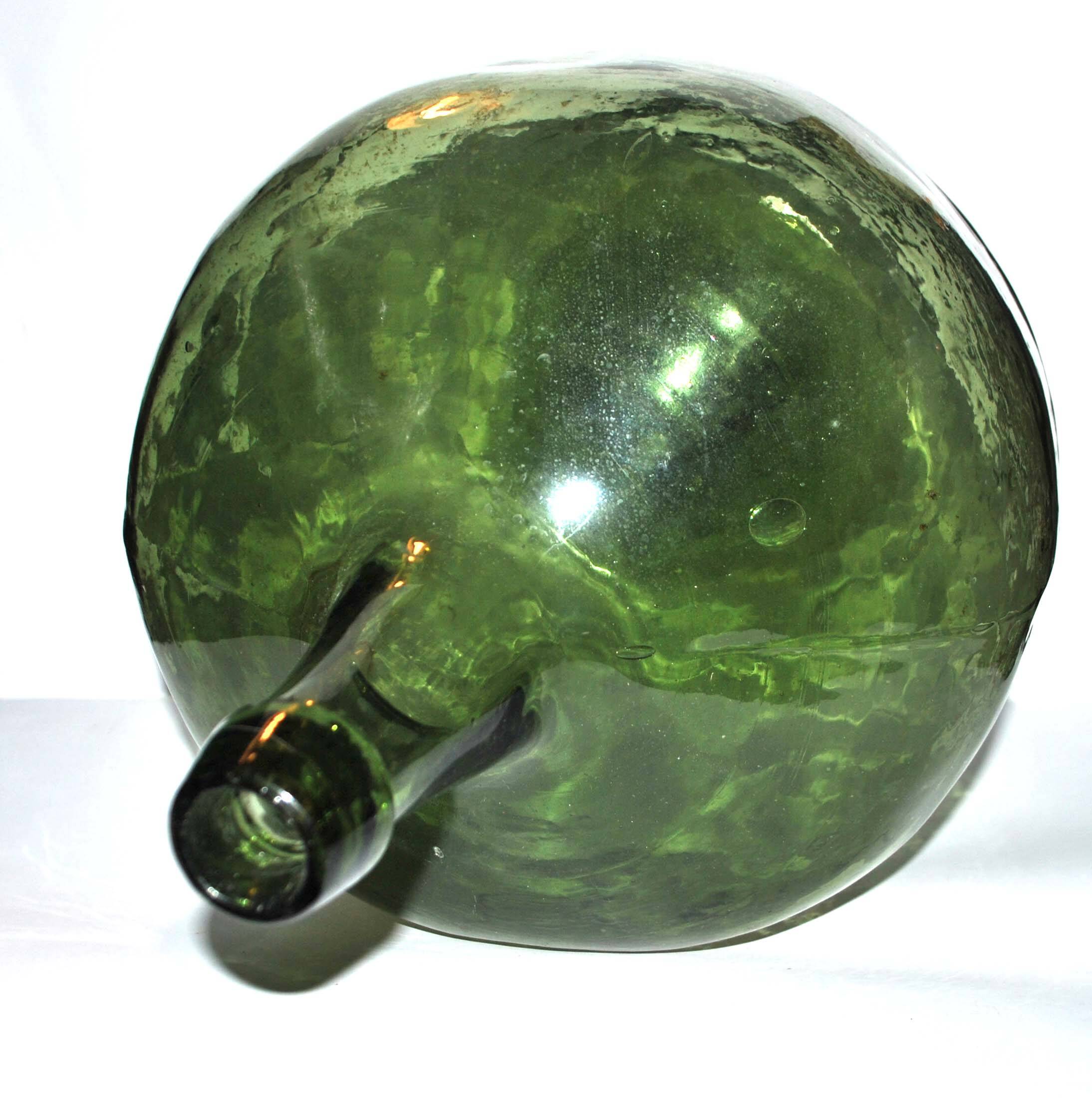 Large demijohn carboy 25l green glass bottle h52cm