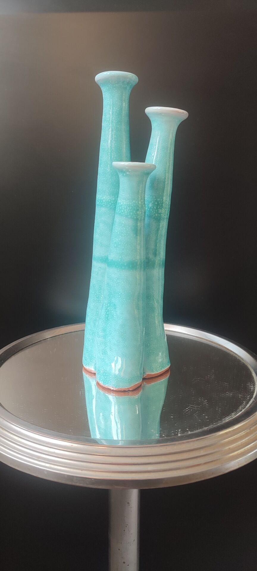 "Organ" triple soliflore vase in artisanal ceramic