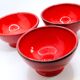 Lot de 3 bols en terre émaillée rouge vif made in France