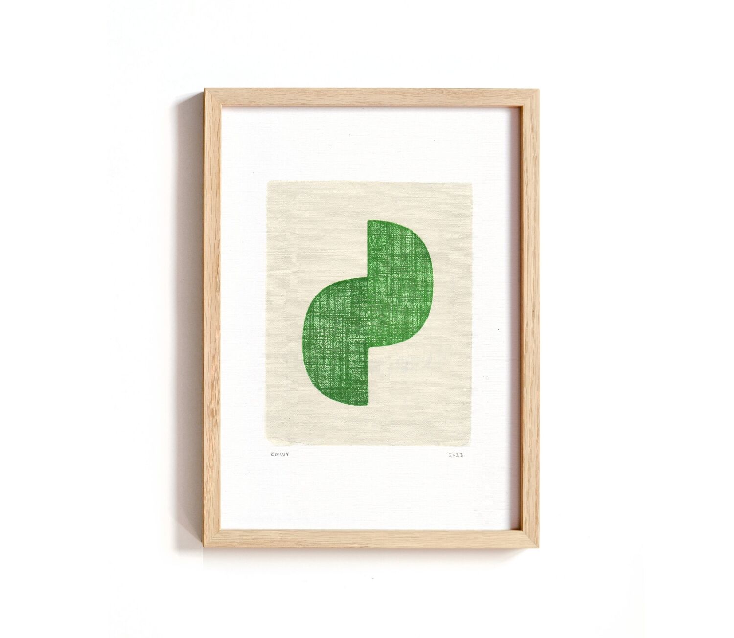 Abstract painting on paper - Twin - emerald green - signed Eawy