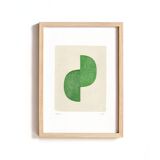 Abstract painting on paper - Twin - emerald green - signed Eawy