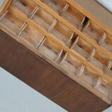 Meuble de mercerie ou comptoir de magasin espagnol ancien en hêtre et chêne, années 1950