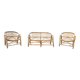 Rattan lounge with two armchairs and a vintage 1950s bench.