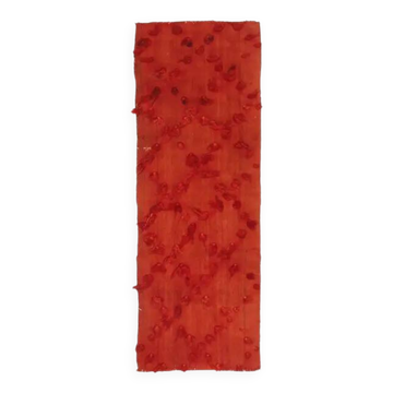 Vintage Turkish Hand-Knotted Wool Cotton Red Kilim Runner Rug 52x150
