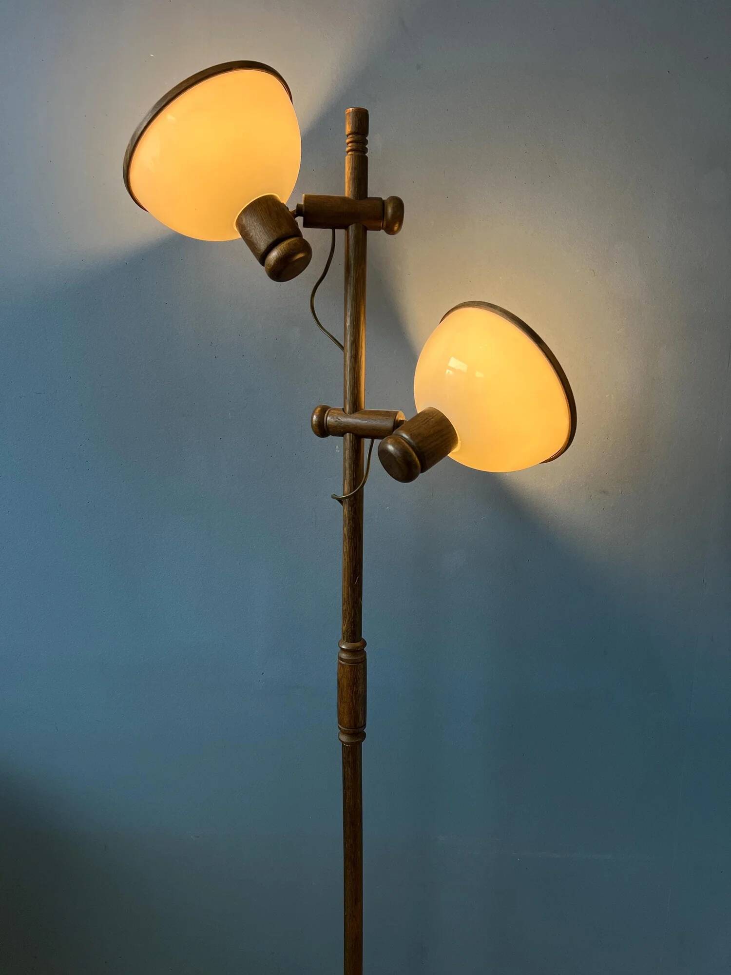 Vintage Steinhauer wooden mushroom floor lamp