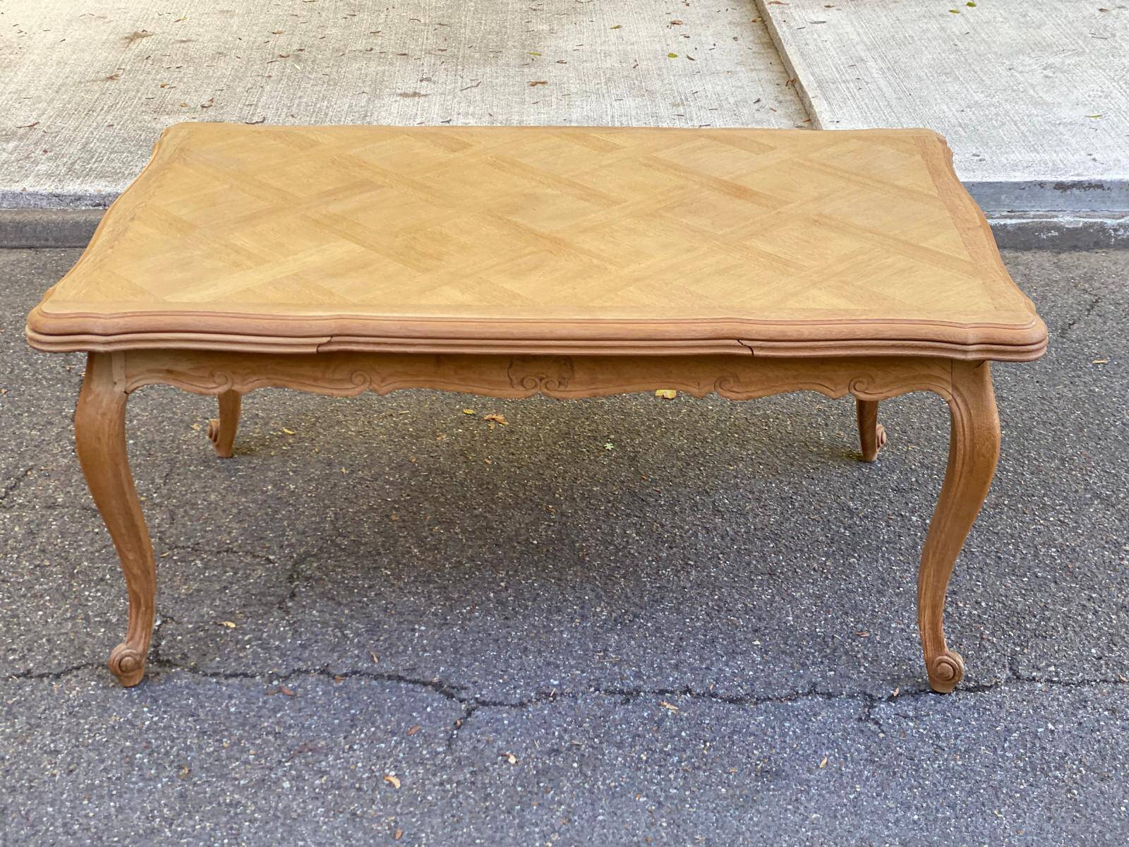 Large Louis XV dining table stripped in solid oak 1960 260cm