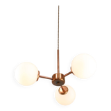 Mid-Century Modern Italian Chandelier in Copper and Opaline Glass, 1960s