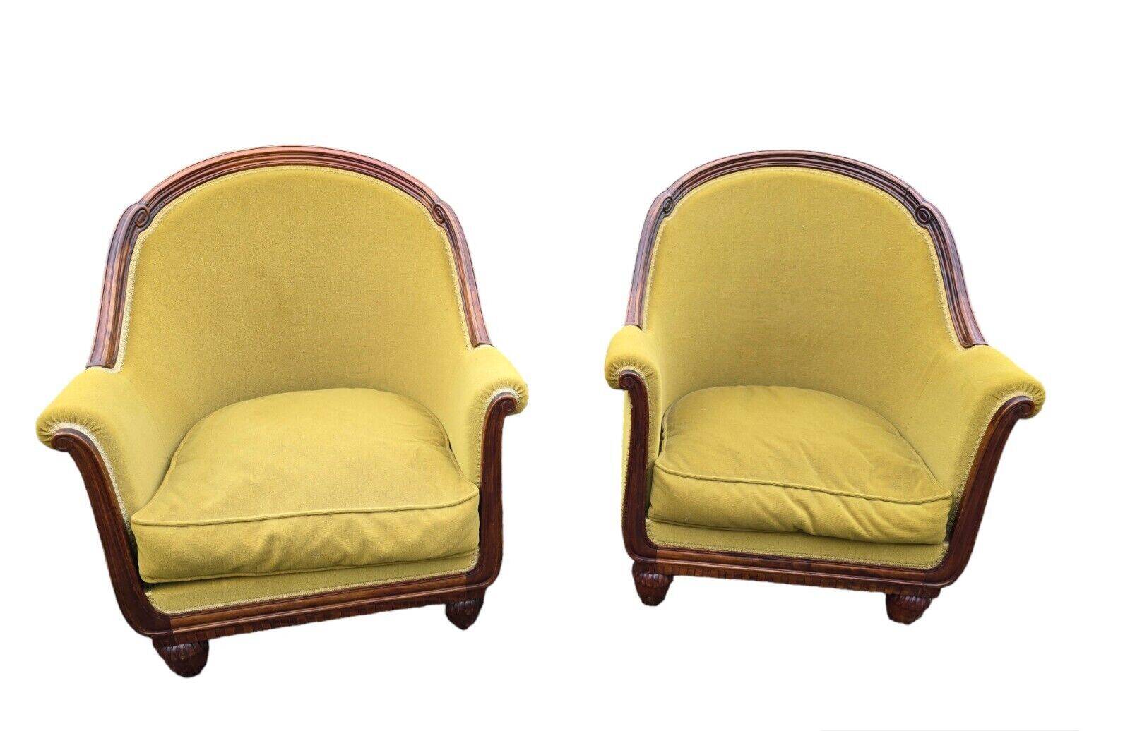 art deco style armchairs in mahogany (pair)